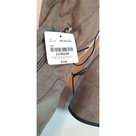 Liz Clairborne Womens LC Yarmont Koala Suede Taupe Block Heel Over The Knee Boot - Picture 4 of 8